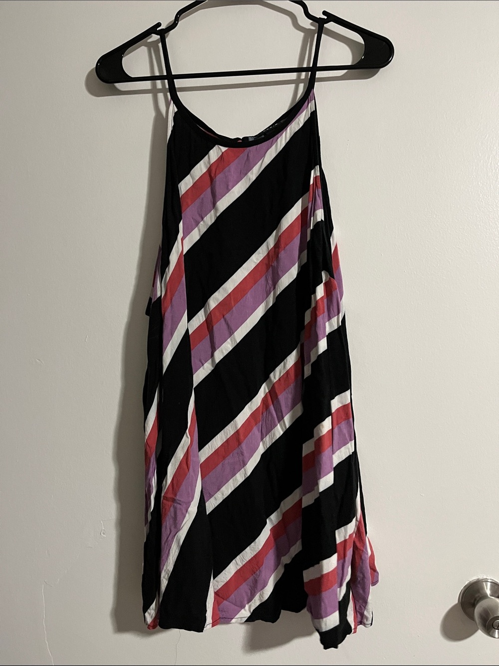 torrid Black Striped Tank Dress with Pink & Red Diagonal Bands